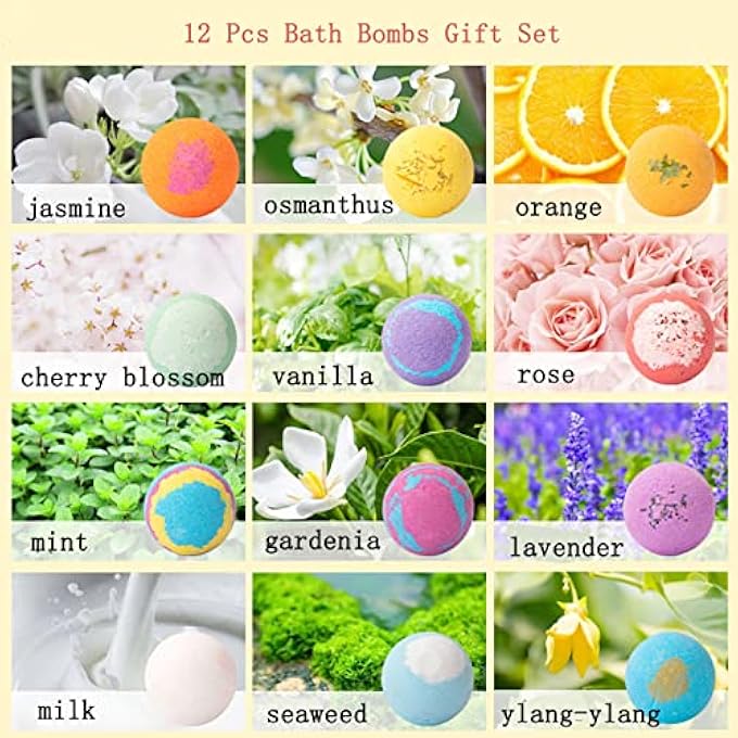 Bath Bombs Gift Set 12 Packï¼ŒShower Steamers Shower Bombs Bubble Bath Bath Essentials Self Care and Relaxation Stress Relief Gifts Card Birthday for Women Skin Moisturize, Kid Safe - Image 2